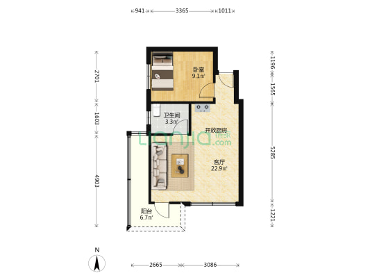 华山路732号 1室1厅1卫 49平方