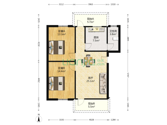 龙船塘 2室1厅1卫 71平方