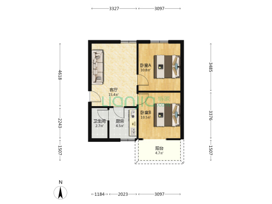 体育村 2室1厅1卫 60平方