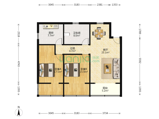 大石坝七村 2室1厅1卫 92平方