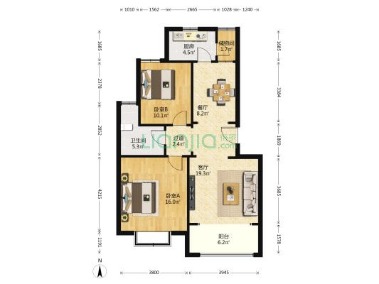 鸿泰雅园 2室2厅1卫 90平方