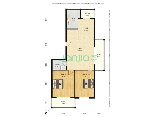 锦宸家园 2室1厅1卫 132平方