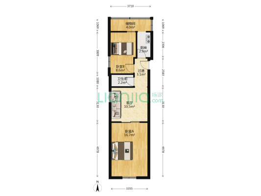 开滦里 2室1厅1卫 58平方
