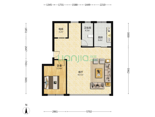 大华紫樾府 1室1厅1卫 166平方