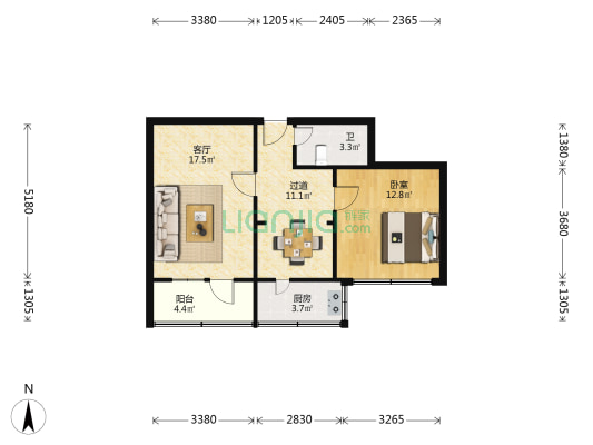 甘肃省劳动厅家属院 1室1厅1卫 62平方