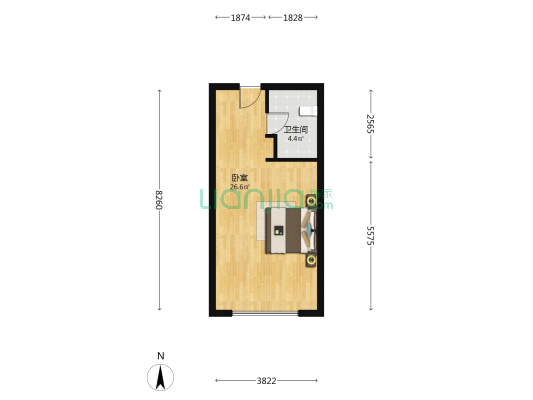 藏珑湖上公馆 1室0厅1卫 47平方
