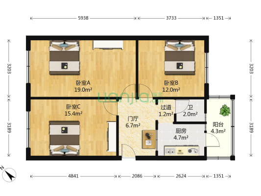 安隆街 3室0厅1卫 82平方