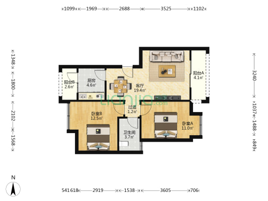 三江新区一期 2室1厅1卫 73平方