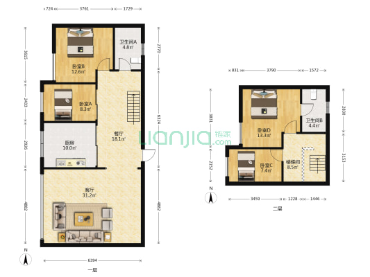 逸豪峰 4室2厅2卫 148平方