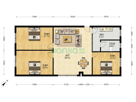 海关综合楼 3室1厅1卫 128平方