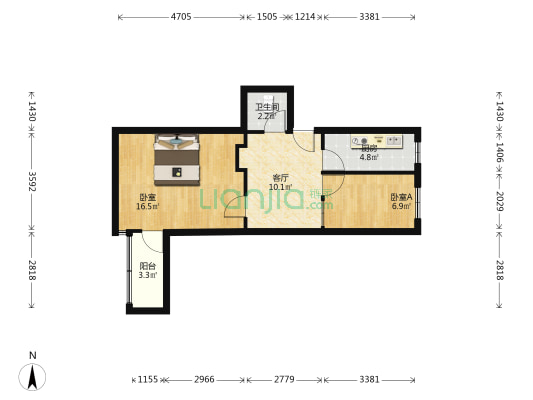 范阳路矿山局家属院两居。本满五年。-户型图