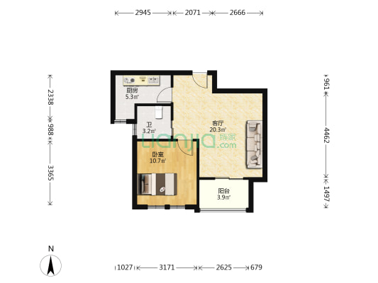 高杨佳苑 1室1厅1卫 61平方