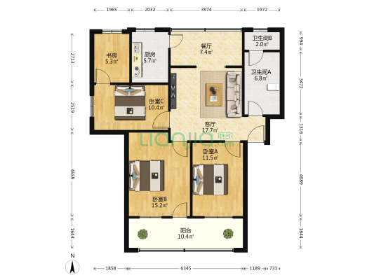 襄阳市樊城区会计局 4室2厅2卫 116平方