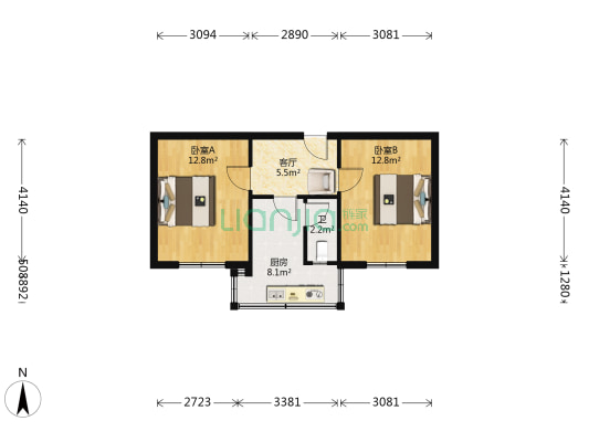 制镜厂宿舍 2室1厅1卫 60平方