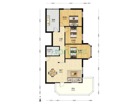 南坛路四巷20号 3室1厅1卫 109平方