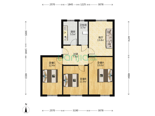 郑棉一厂西一街 3室1厅1卫 89平方