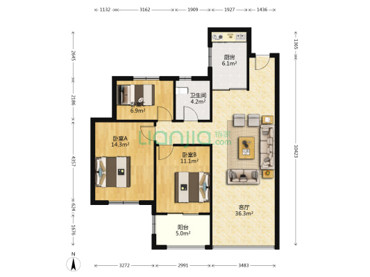 状元名苑 3室1厅1卫 89平方