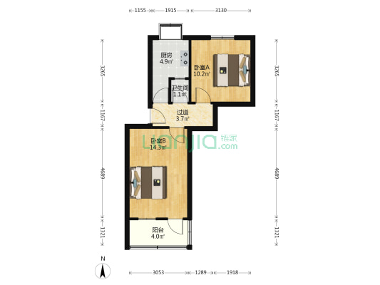 炮房街园林局家属院 2室0厅1卫 45平方
