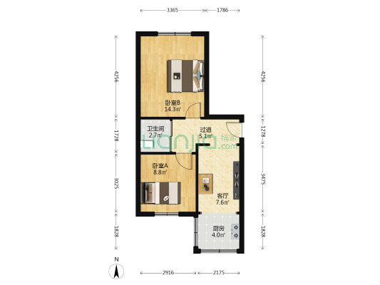 解放街 2室1厅1卫 56平方