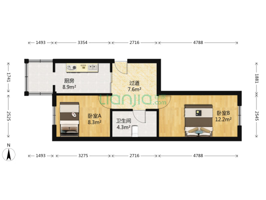 龙海楼 2室0厅1卫 60平方