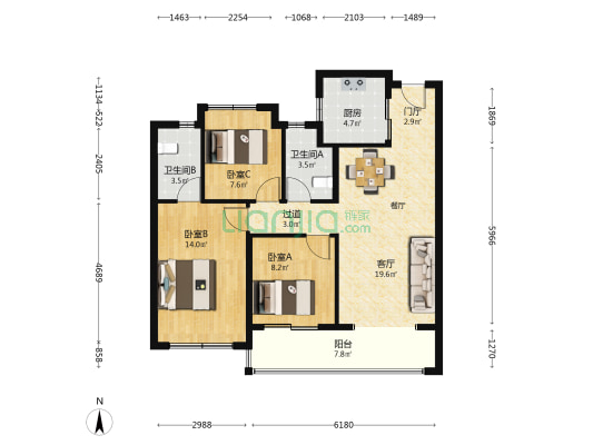 金辉天奕铭著 3室1厅2卫 97平方