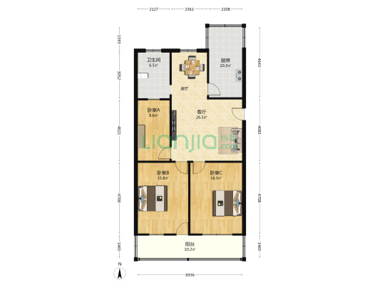 碧霞南路24号 3室1厅1卫 105平方