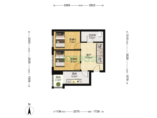 公滨城市花园 2室1厅1卫 50平方
