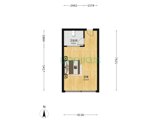 美林广场 1室0厅1卫 51平方