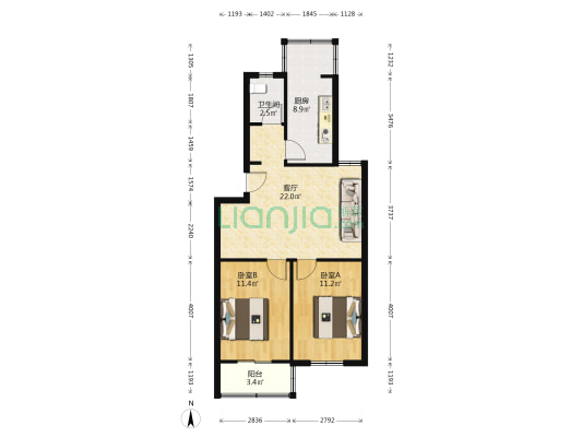 龙兴花园恢复楼 2室1厅1卫 72平方