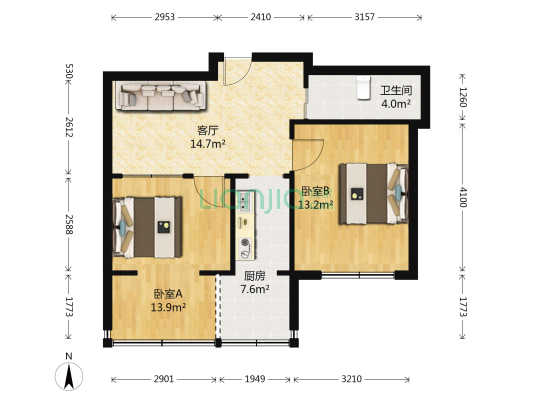 吉盛小区2期 2室1厅1卫 65平方