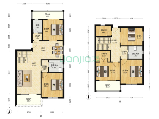 兆丰虹桥公寓 5室2厅2卫 162平方