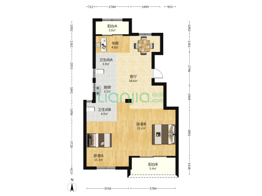 锦绣海樾府 3室1厅2卫 91平方