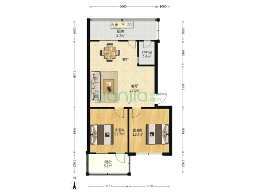 广西南宁机械厂北湖生活区 2室1厅1卫 77平方