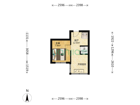 长征小区 1室1厅1卫 32平方
