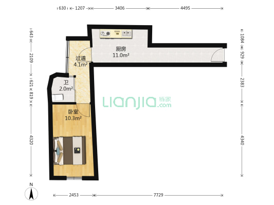 里河桥8-1号 1室0厅1卫 23平方