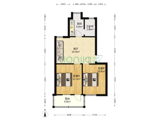 江铃梨园二区 2室1厅1卫 61平方