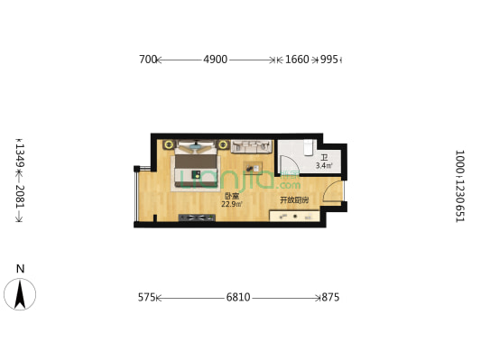 吾悦广场 1室0厅1卫 47平方