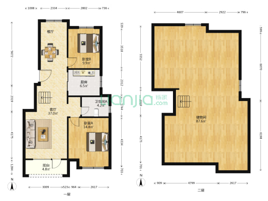中海牧雲山二区(东院) 2室1厅1卫 95平方