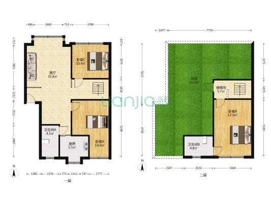 花香逸苑 3室1厅2卫 126平方