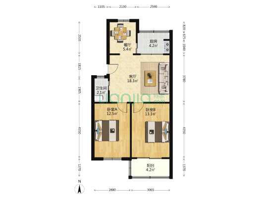 上营坊街48号住宅小区 2室2厅1卫 71平方