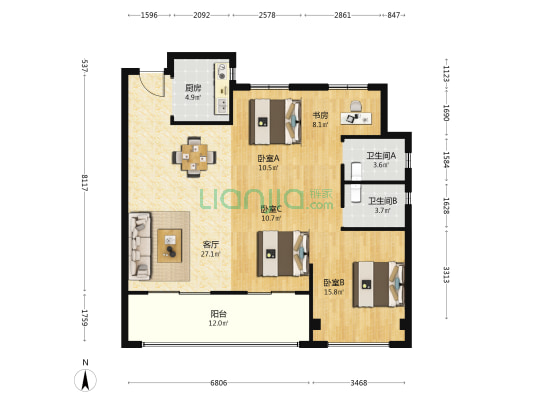 新豪公馆 4室1厅2卫 117平方