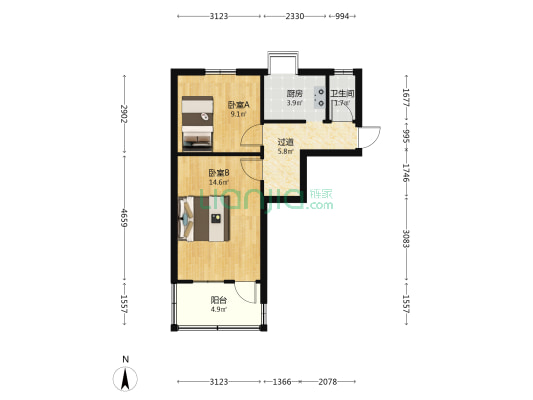 电磁线厂家属院 2室0厅1卫 42平方