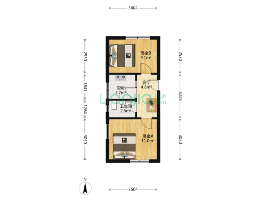 桥西街 2室1厅1卫 42平方