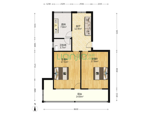 新金西路99号 2室1厅1卫 75平方
