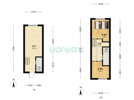 信通悦江公馆 2室1厅2卫 28平方