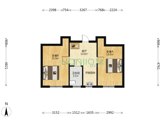 湘江楼 2室1厅1卫 18平方