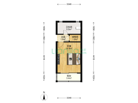 子长小区 1室0厅1卫 34平方
