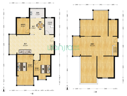 古桥名苑 2室2厅1卫 187平方