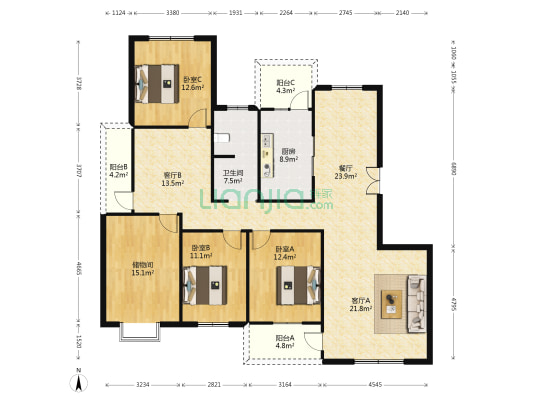 望湖城桂香居紫桂苑 3室3厅1卫 185平方