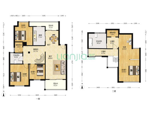 绿野香洲(公寓) 5室1厅2卫 167平方